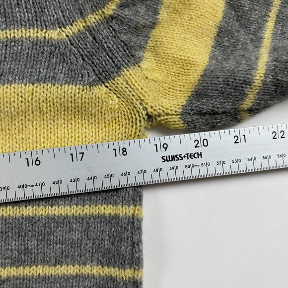 Vintage Izod Lacoste Striped Wool Sweater Women's Medium Gray Yellow - Picture 8 of 9